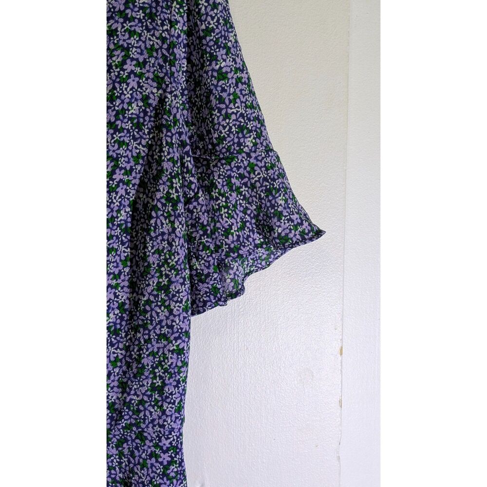Talbots Purple and White Floral V-Neck Navy Blue dress sz. 8 - Picture 4 of 7